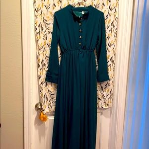 Long Emerald Green Flowy Dress